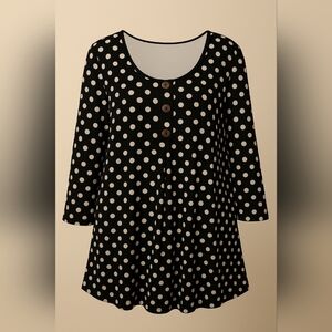 Ladies 3X Polka Dot 3/4 Sleeve Top